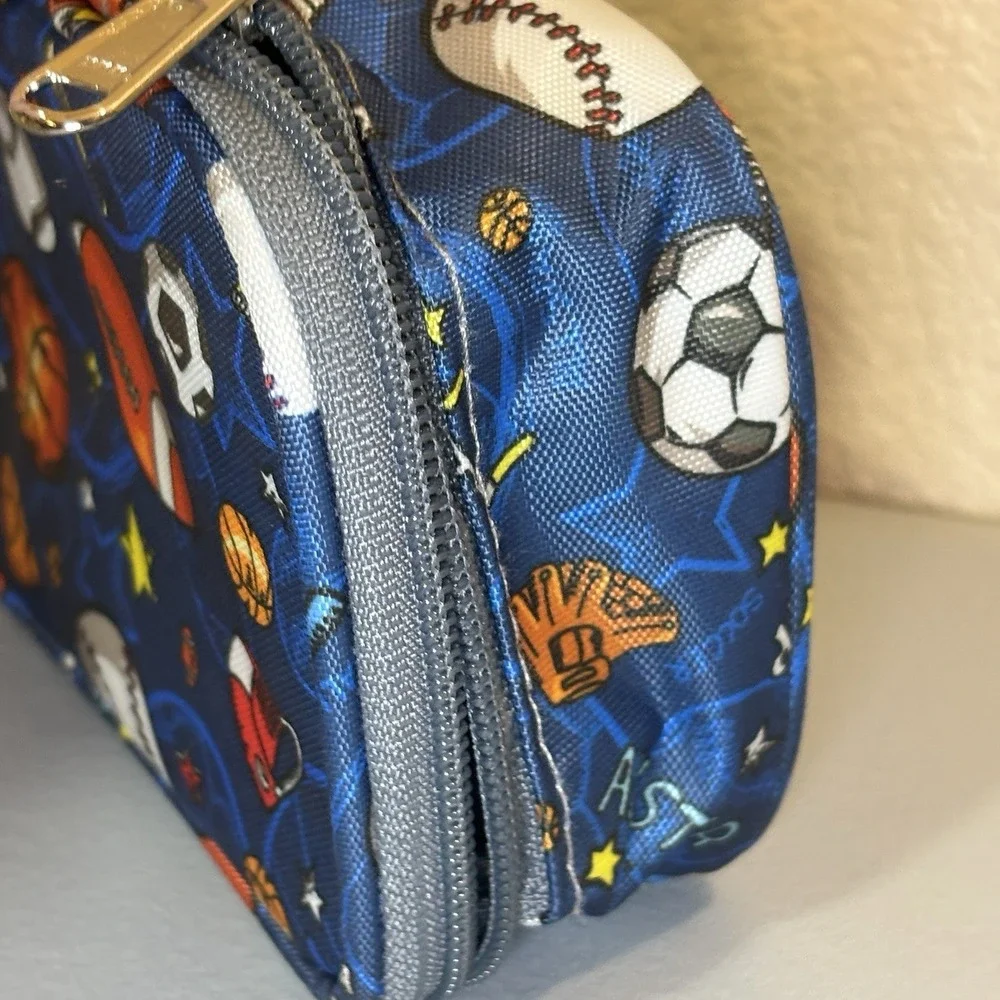 Sports Theme Pencil Case Zip Roomy by FlowFly Football Baseball‎ Basketball Kids